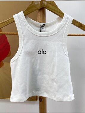 ALO Yoga White Ribbed Tank